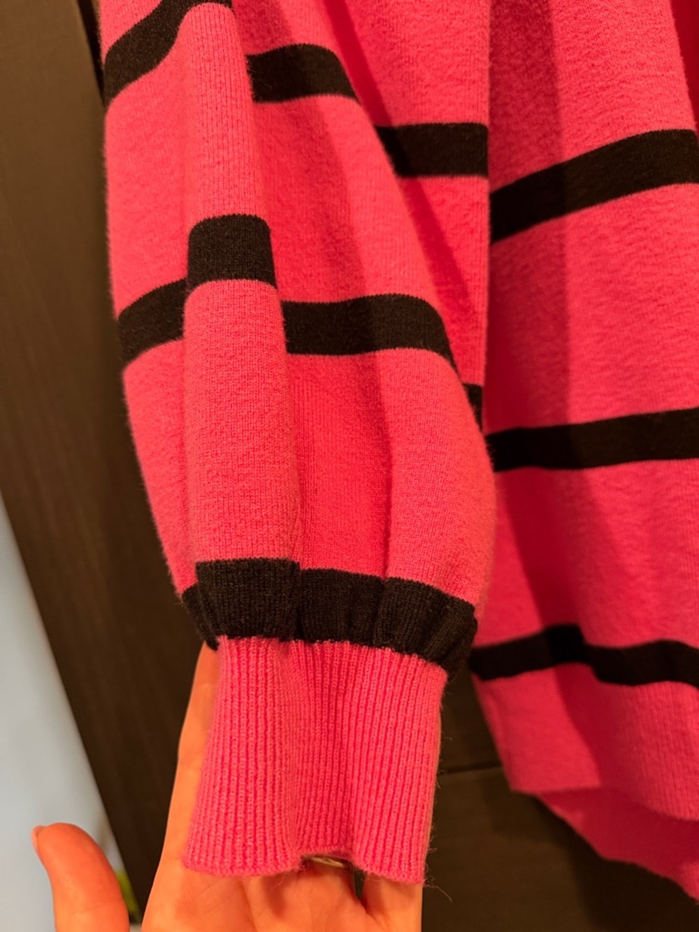 Colorblock Striped Oversized Sweater - Pink & Neon Green - Picture 3 of 5